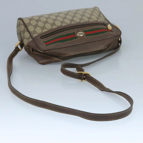 GUCCI GG Supreme Web Sherry Line Shoulder Bag PVC Beige 56 02 088 Auth 111361 - Picture 7 of 16